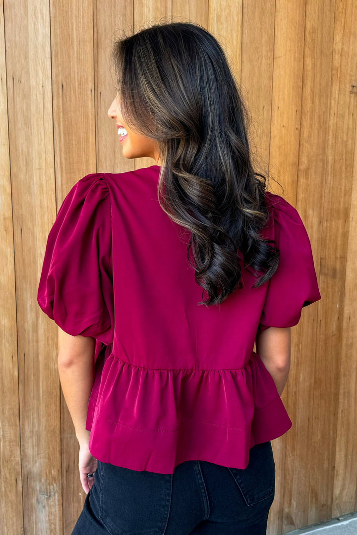 Adore you Burgundy Bow Top