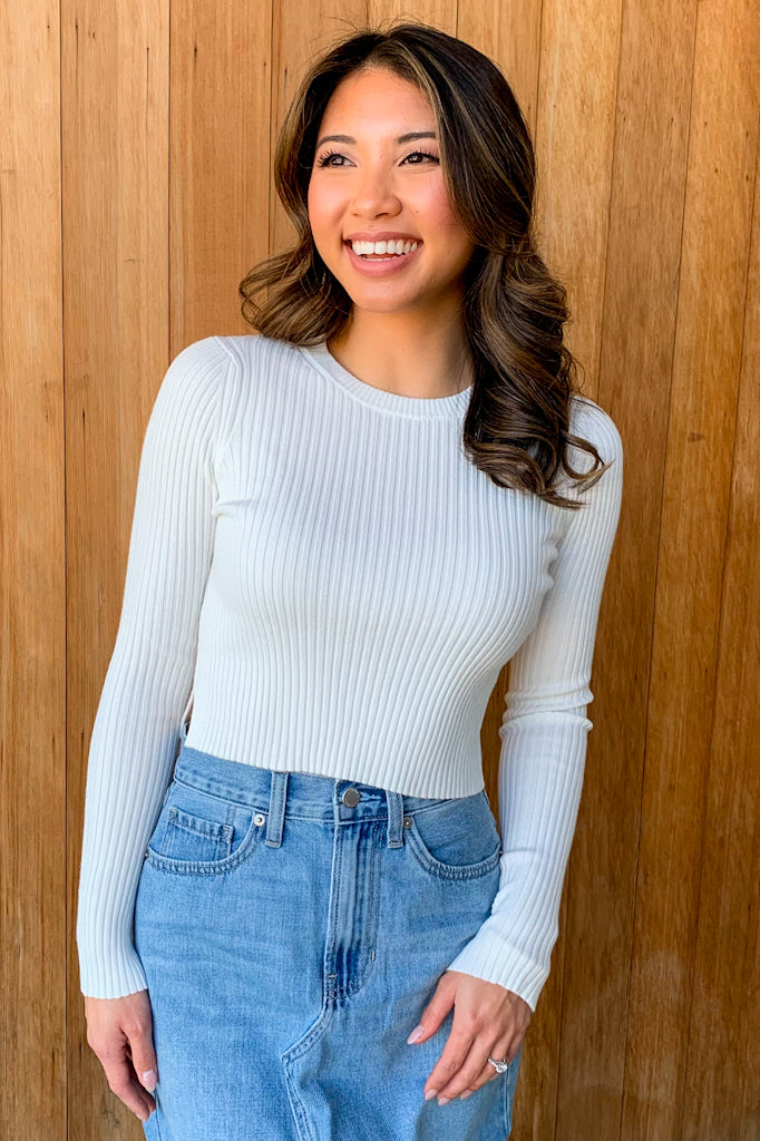 Easy Comfort Ivory Cropped Sweater