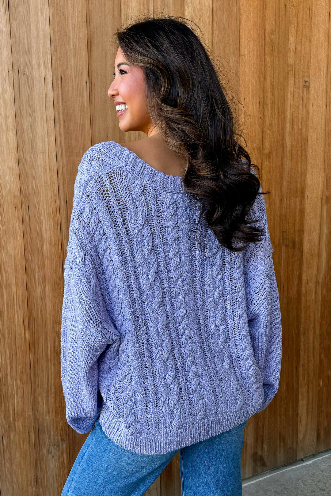 Winter Cutie Lavender Tie Front Sweater