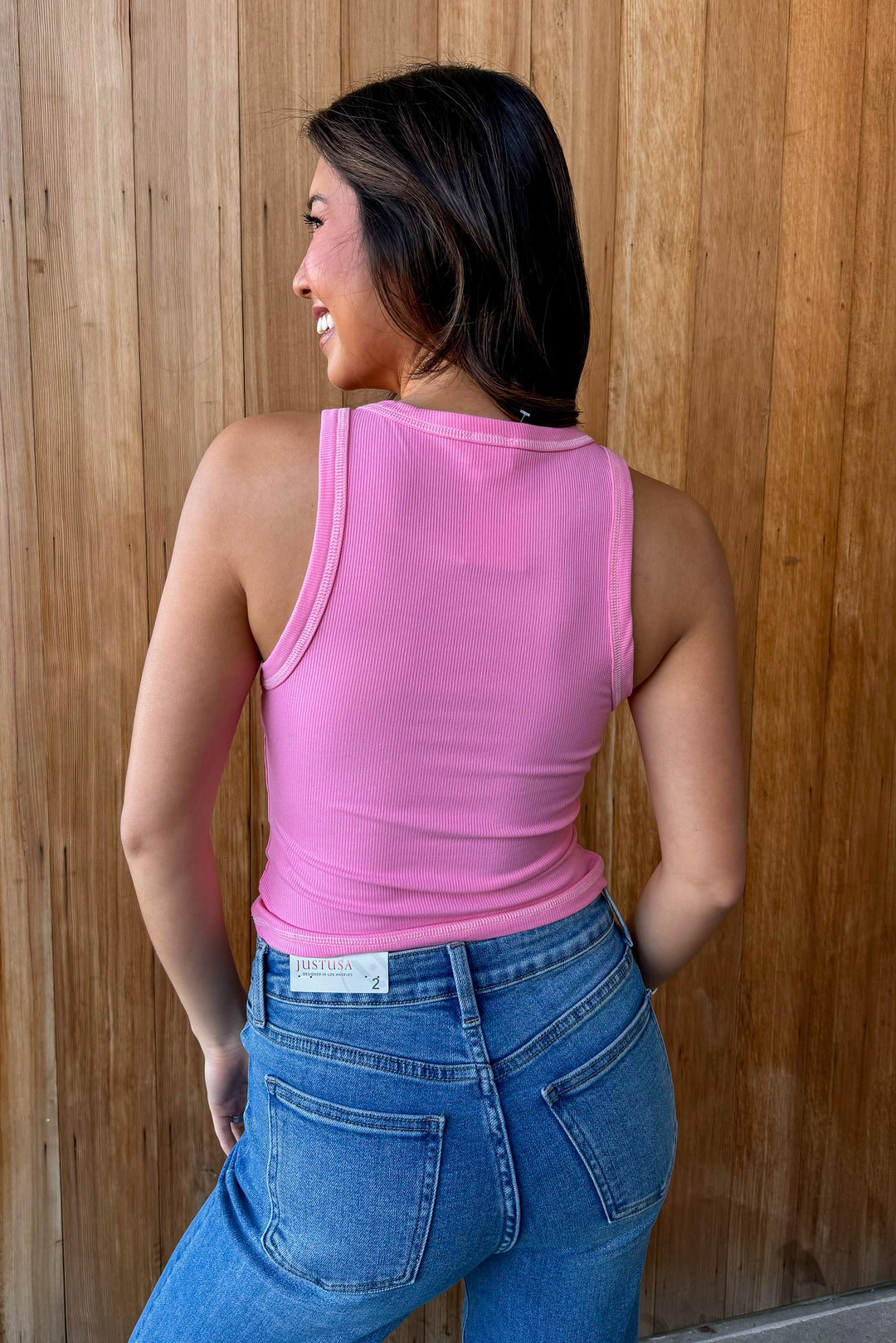 Color Crush True Pink Ribbed Tank